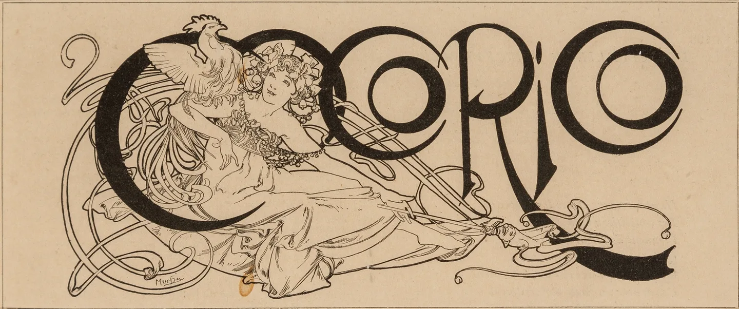Cocorico magazine title illustration by Alphonse Mucha