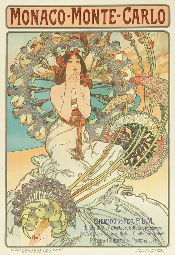 Monaco Monte-Carlo travel poster by Alphonse Mucha