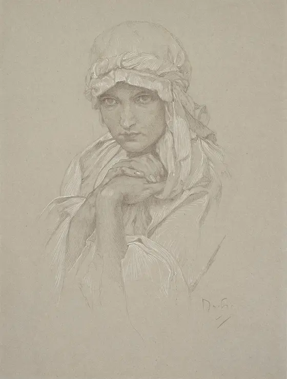 Portrait of the Artist's Daughter in Slavic Dress by Alphonse Mucha