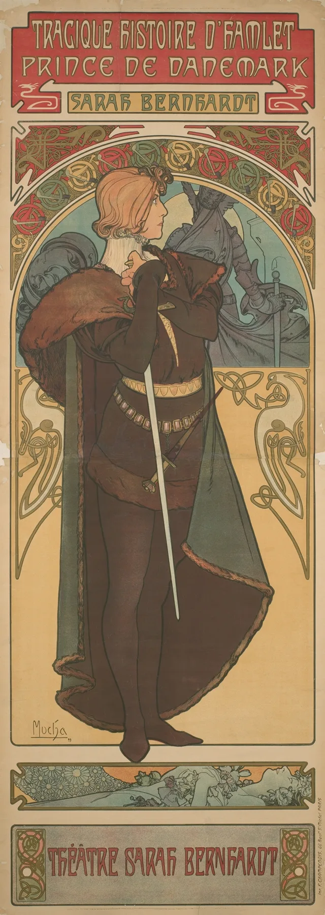 Sarah Bernhardt as Hamlet by Alphonse Mucha