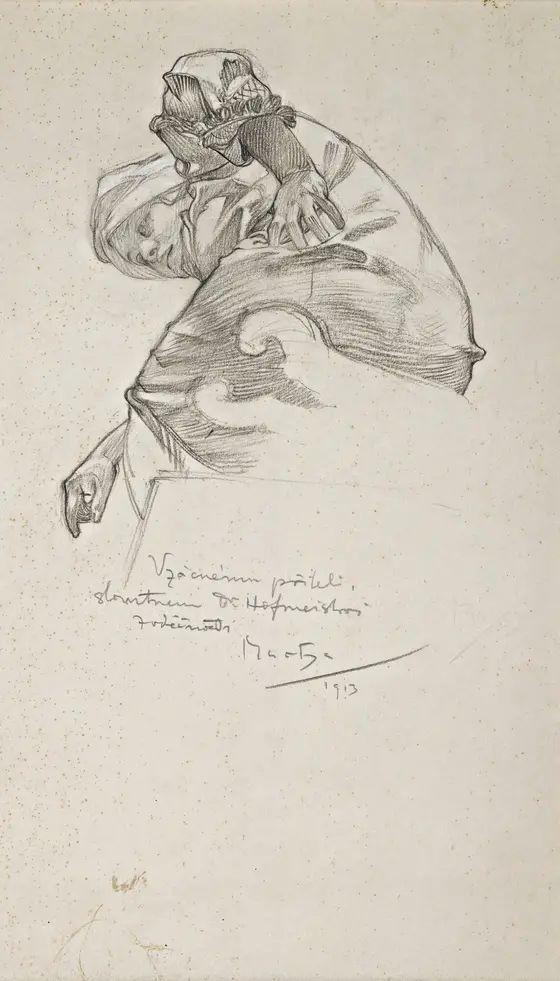 Woman Bending Over by Alphonse Mucha