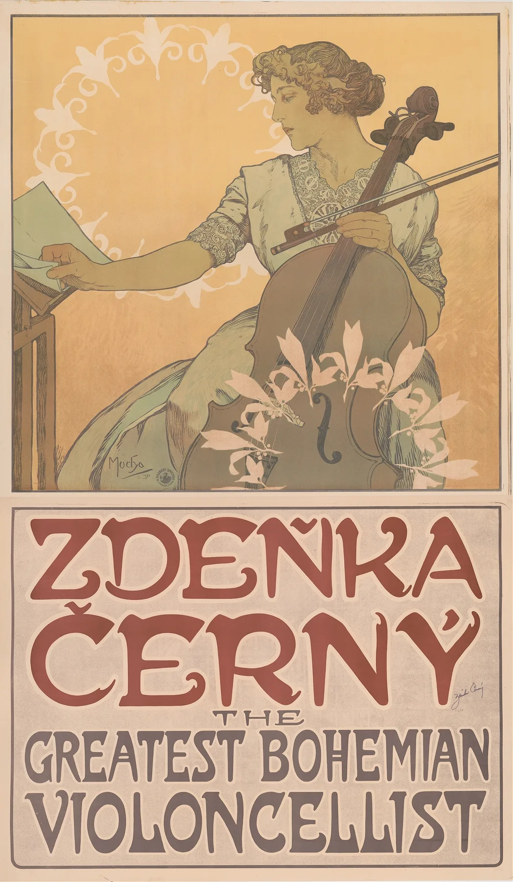 Zdenka Cerny, The Greatest Bohemian Violoncellist by Alphonse Mucha