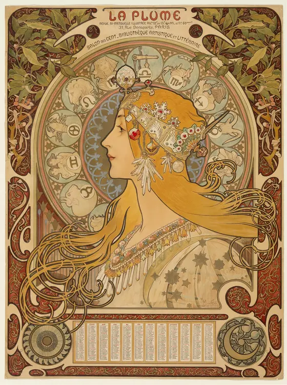 Zodiaque La Plume poster by Alphonse Mucha